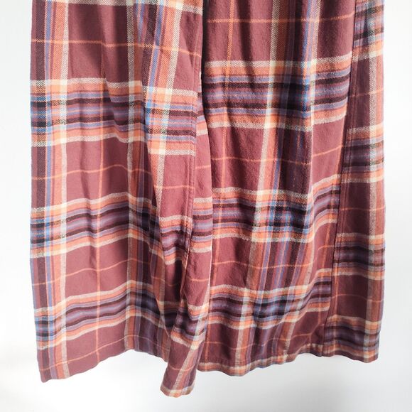 Free People Wide Leg Pants Size 0 Out Of Touch Extreme Plaid Pockets Burgundy - Picture 5 of 12